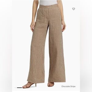 Hevron Capri Striped Linen Wide-Leg Pants